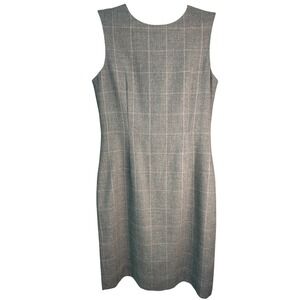 Vintage Kasper ASL Dress Women's Size 4 Gray Dusty Pink Plaid Work Short Sleeve